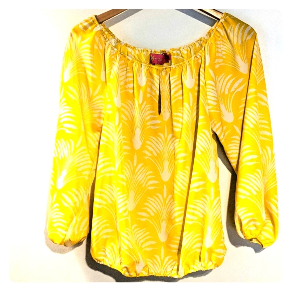 Yellow floral pattern blouse
